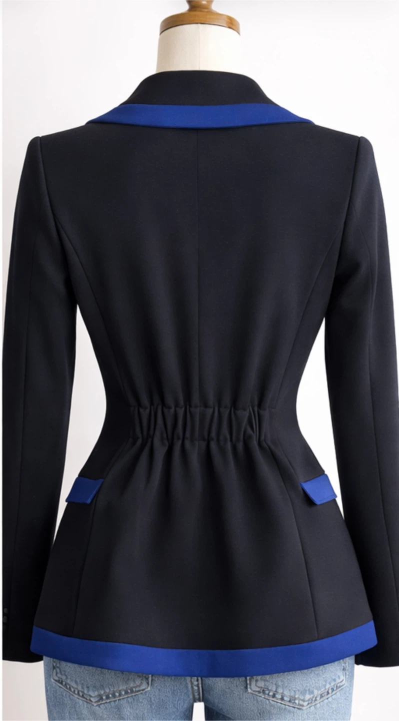 Emporio Armani Women's Black & Blue Trim Blazer Size 40 - photo 2