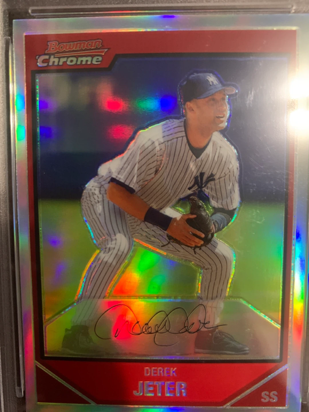 2007 BOWMAN CHROME REFRACTOR #90 DEREK JETER PSA 9 - photo 2