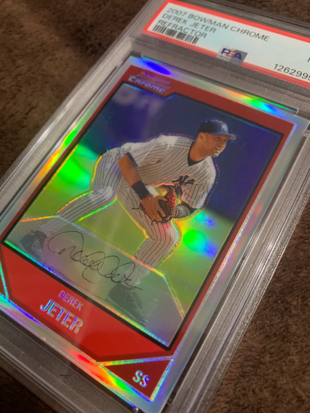 2007 BOWMAN CHROME REFRACTOR #90 DEREK JETER PSA 9 - photo 5