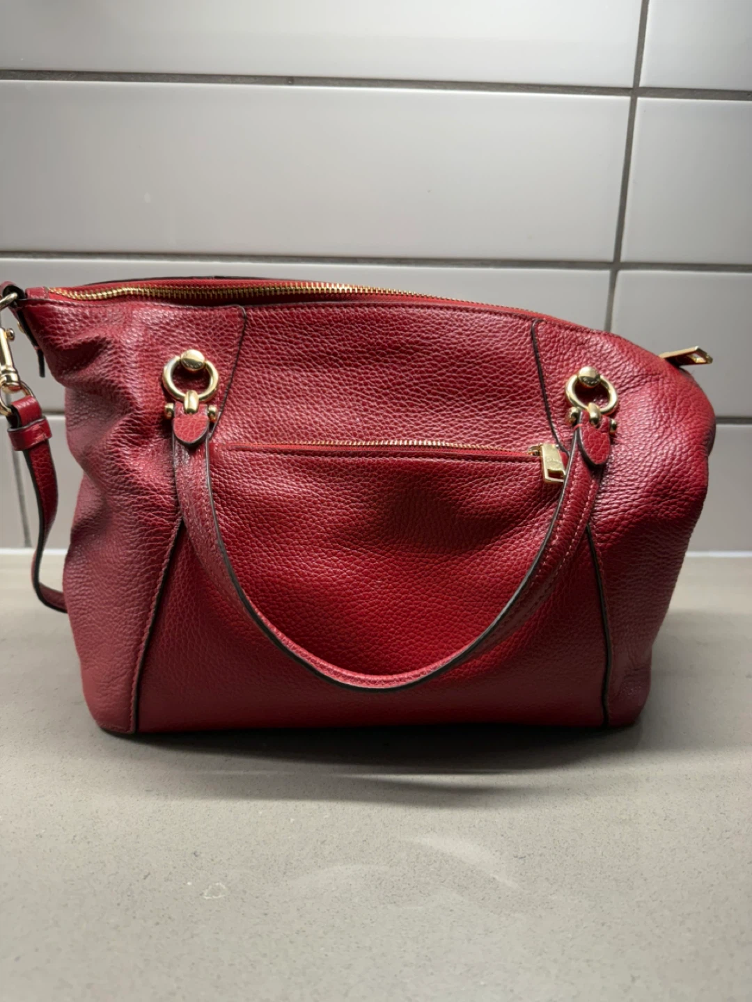 Red Coach Leather Shoulder Bag - photo 3