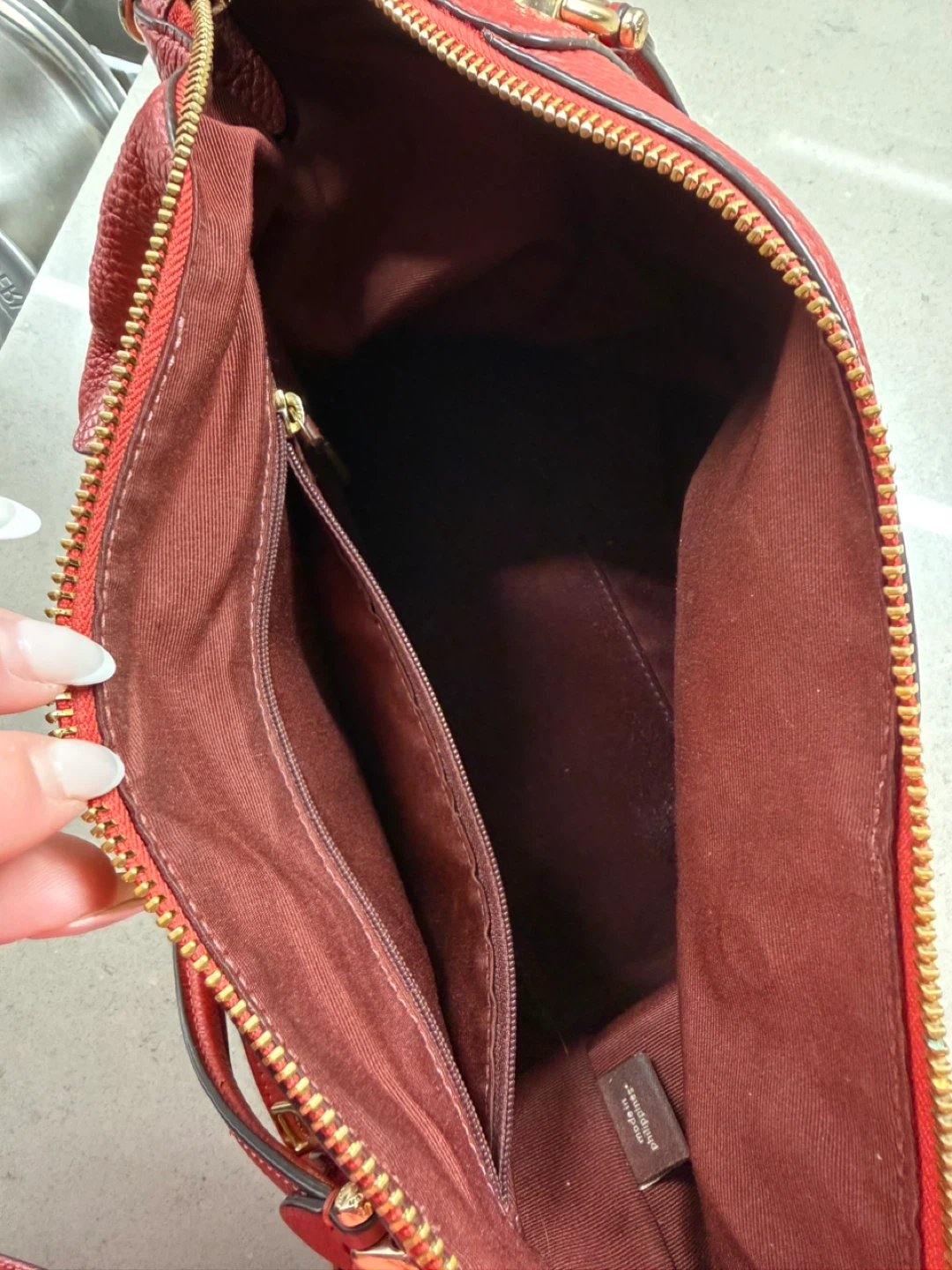 Red Coach Leather Shoulder Bag - photo 4