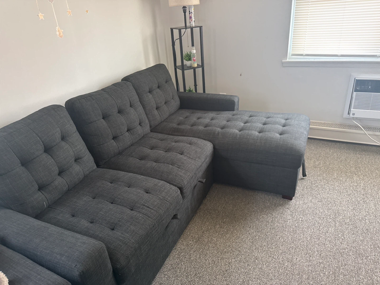 Dark Gray Tufted Sectional Sofa with Storage Raymour & Flanigan