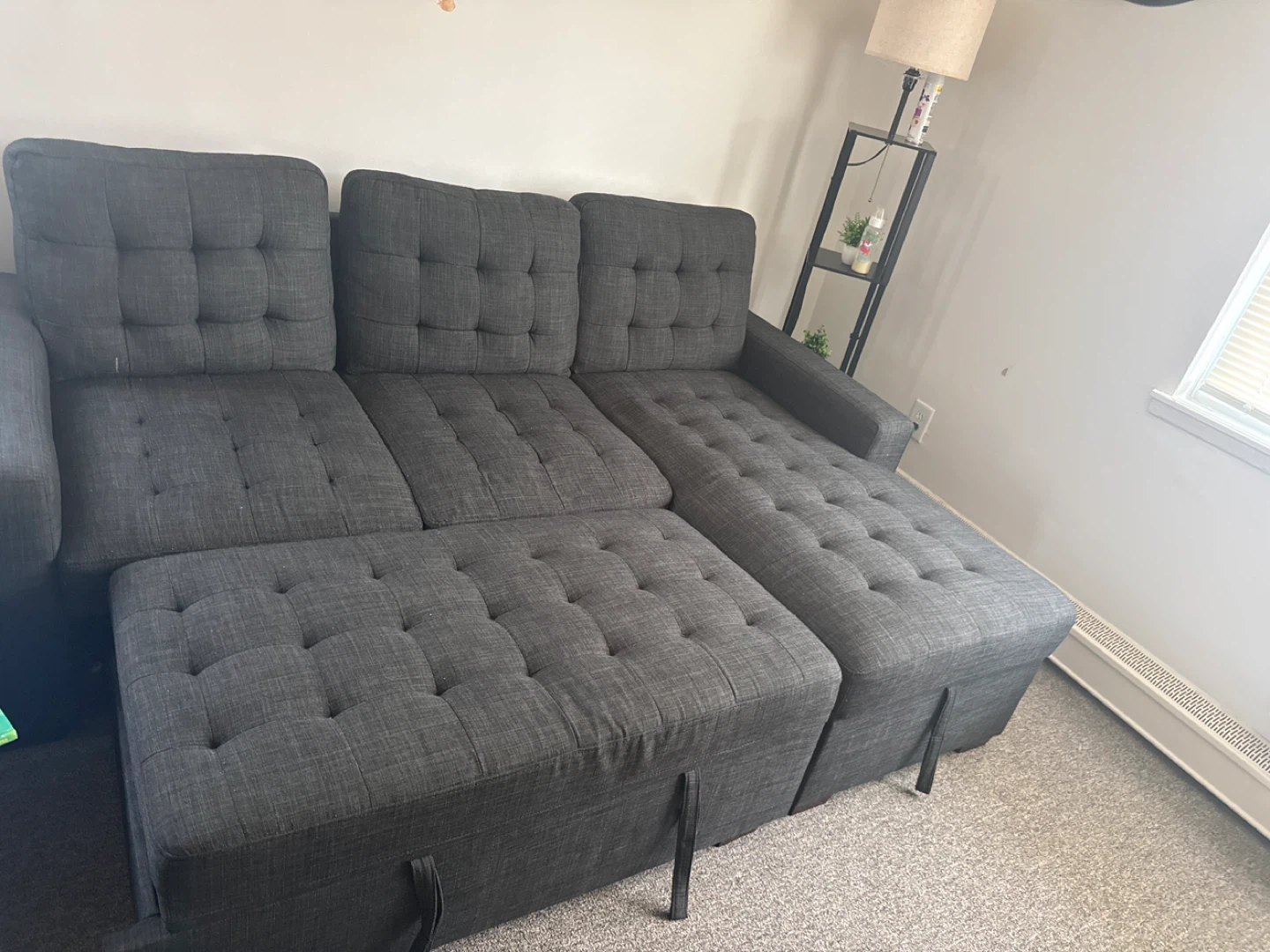 Dark Gray Tufted Sectional Sofa with Storage Raymour & Flanigan - photo 4