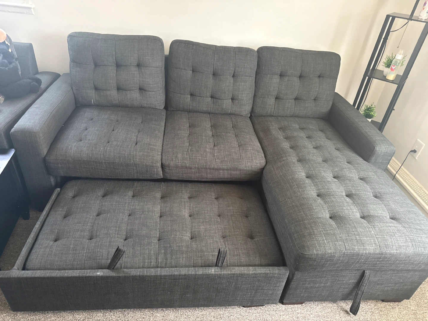 Dark Gray Tufted Sectional Sofa with Storage Raymour & Flanigan - photo 3