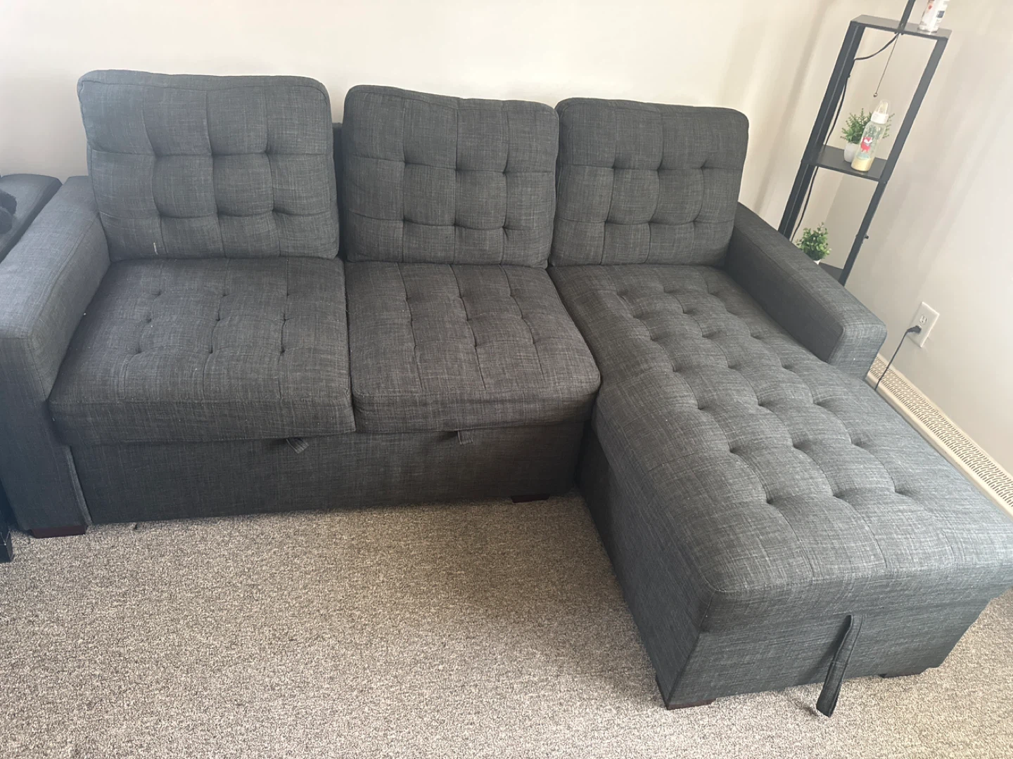 Dark Gray Tufted Sectional Sofa with Storage Raymour & Flanigan - photo 2
