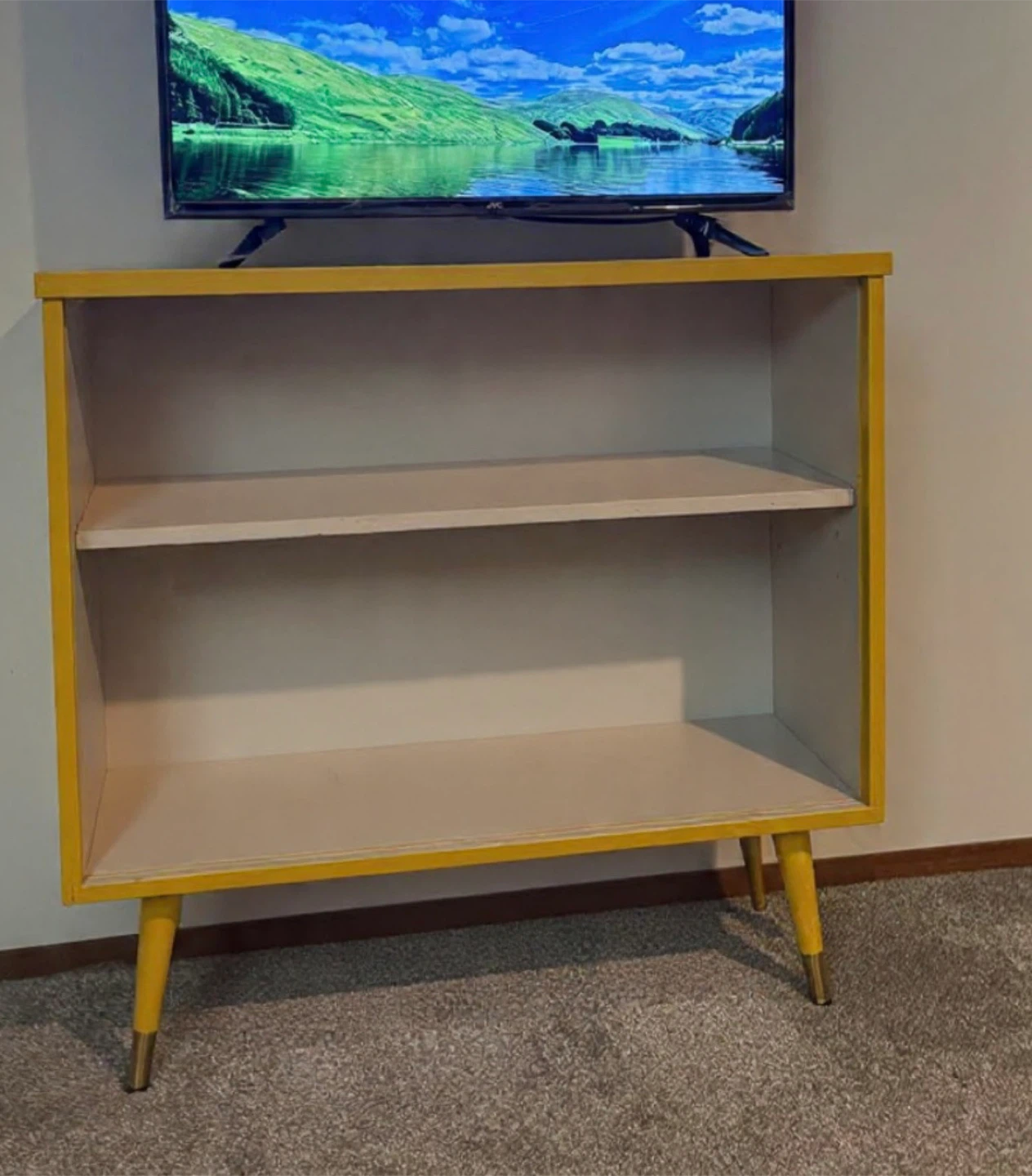 Yellow 2-Shelf Bookcase with Tapered Legs