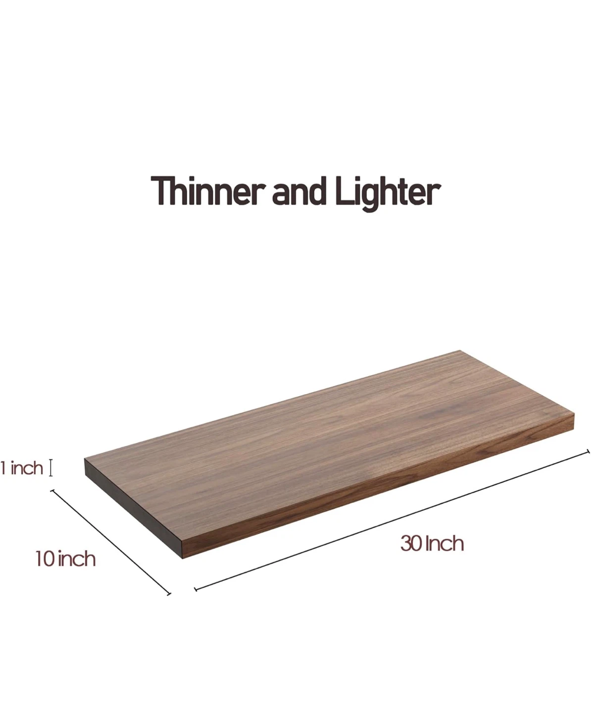 Wall Shelf Set of 2 Floating Shelves Walnut 30"W x 10"D x 1"H - photo 3