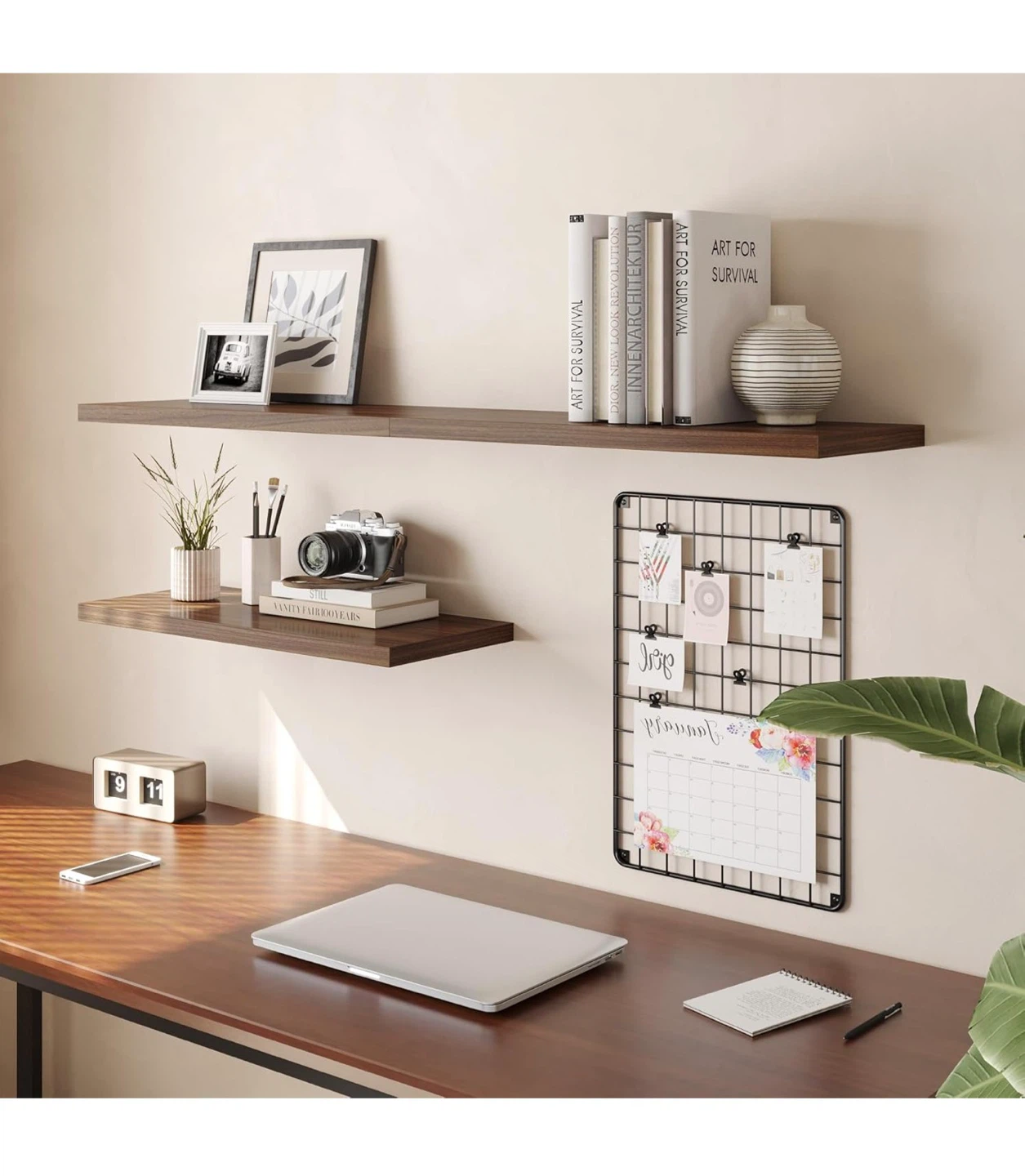Wall Shelf Set of 2 Floating Shelves Walnut 30"W x 10"D x 1"H - photo 2