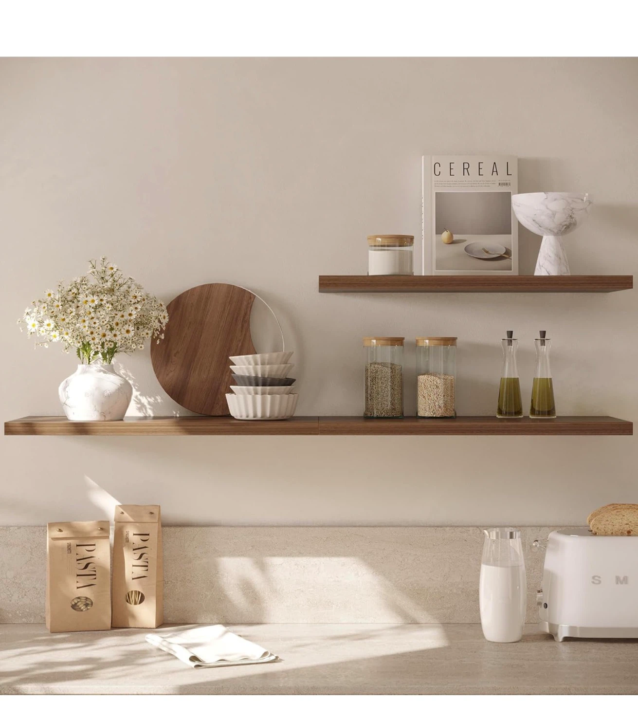 Wall Shelf Set of 2 Floating Shelves Walnut 30"W x 10"D x 1"H - photo 5