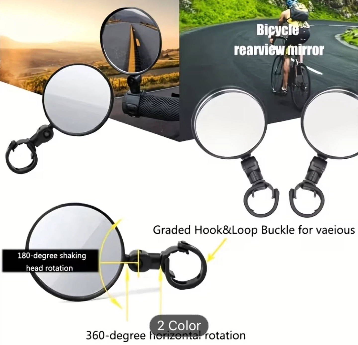 Bicycle Rearview Mirror Set for Handlebars - photo 2