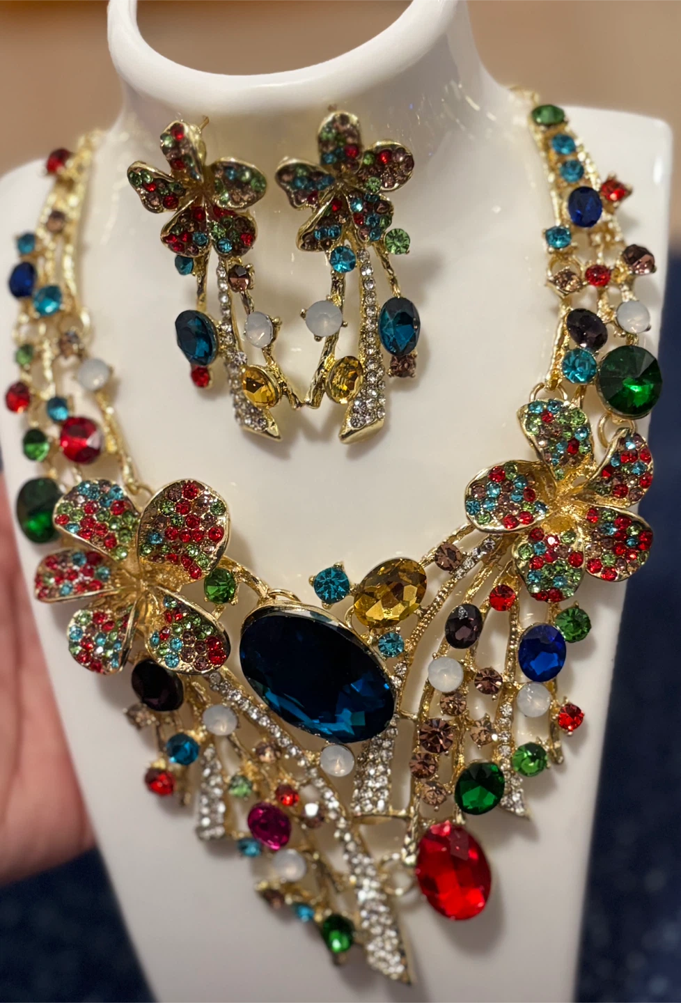 Gold-tone Statement Necklace and Earring Set