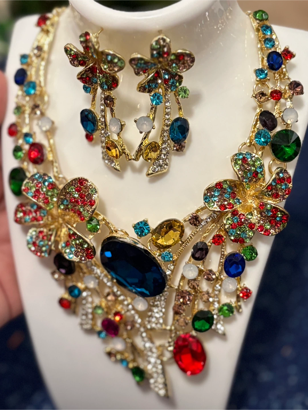 Gold-tone Statement Necklace and Earring Set - photo 2
