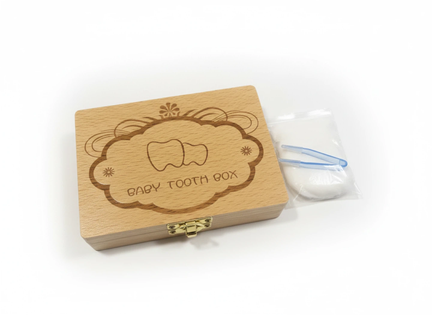 Wooden Baby Tooth Box Keepsake Organizer