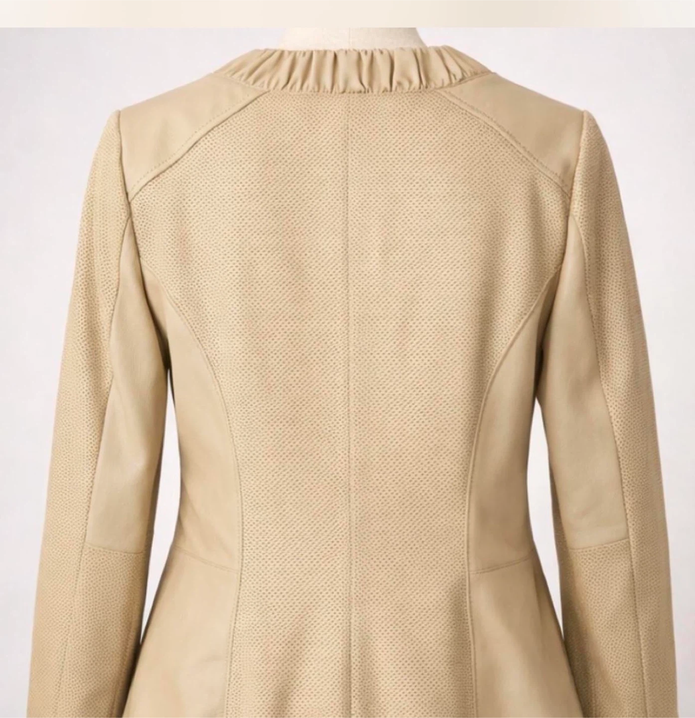 Lucia Magnelli Beige Perforated Leather Jacket - photo 2