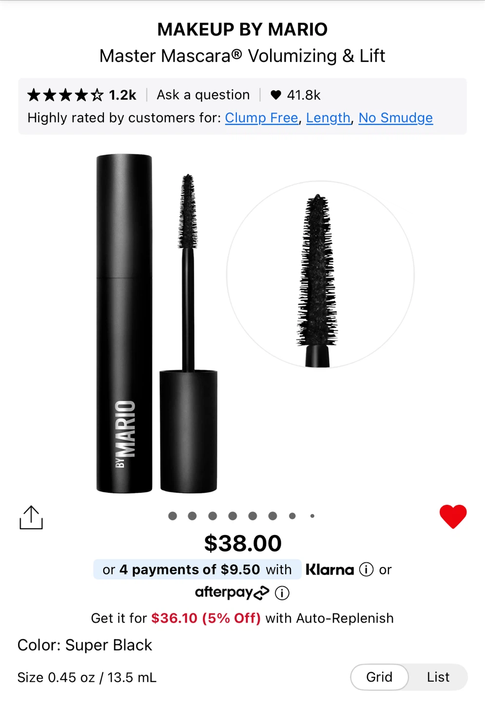 MAKEUP BY MARIO Master Mascara Volumizing & Lift Super Black
