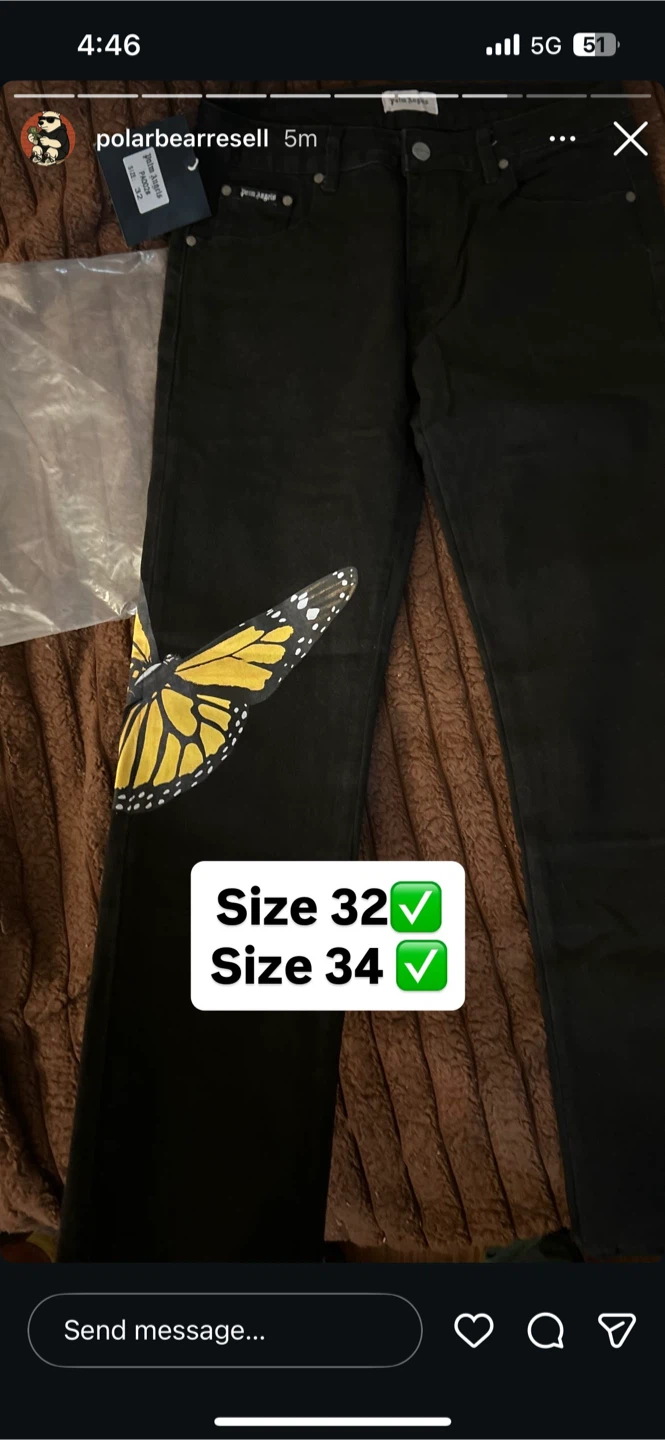Palm Angels Black Butterfly Jeans