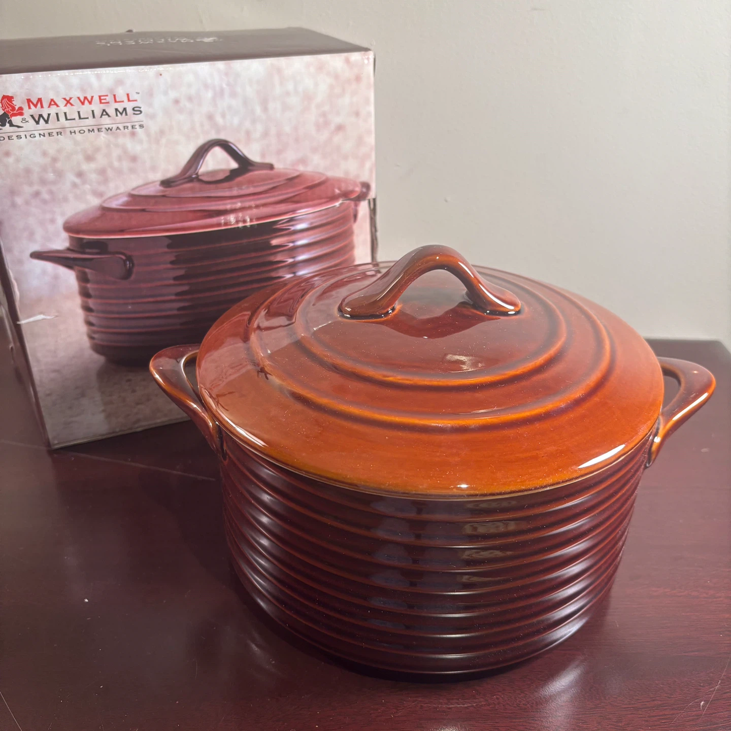 🥕Maxwell & Williams Brown Ceramic Casserole Dish with Lid - photo 2