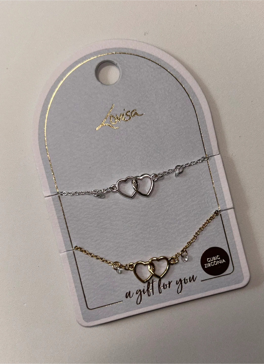 Lovisa Two-Tone Interlocking Heart Bracelets with Cubic Zirconia