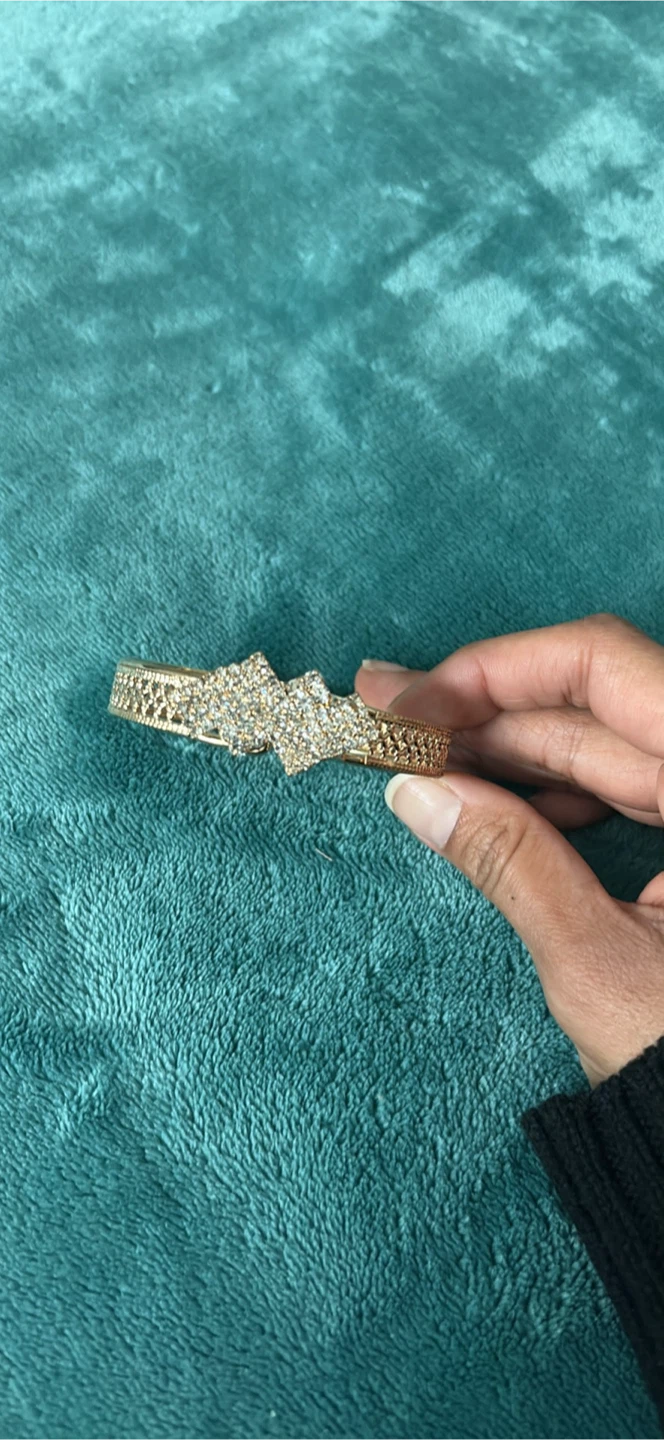 Gold-tone Bangle with Crystals