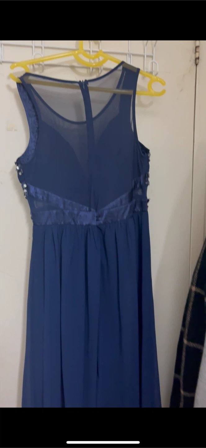Navy Blue Embellished Evening Gown - photo 2