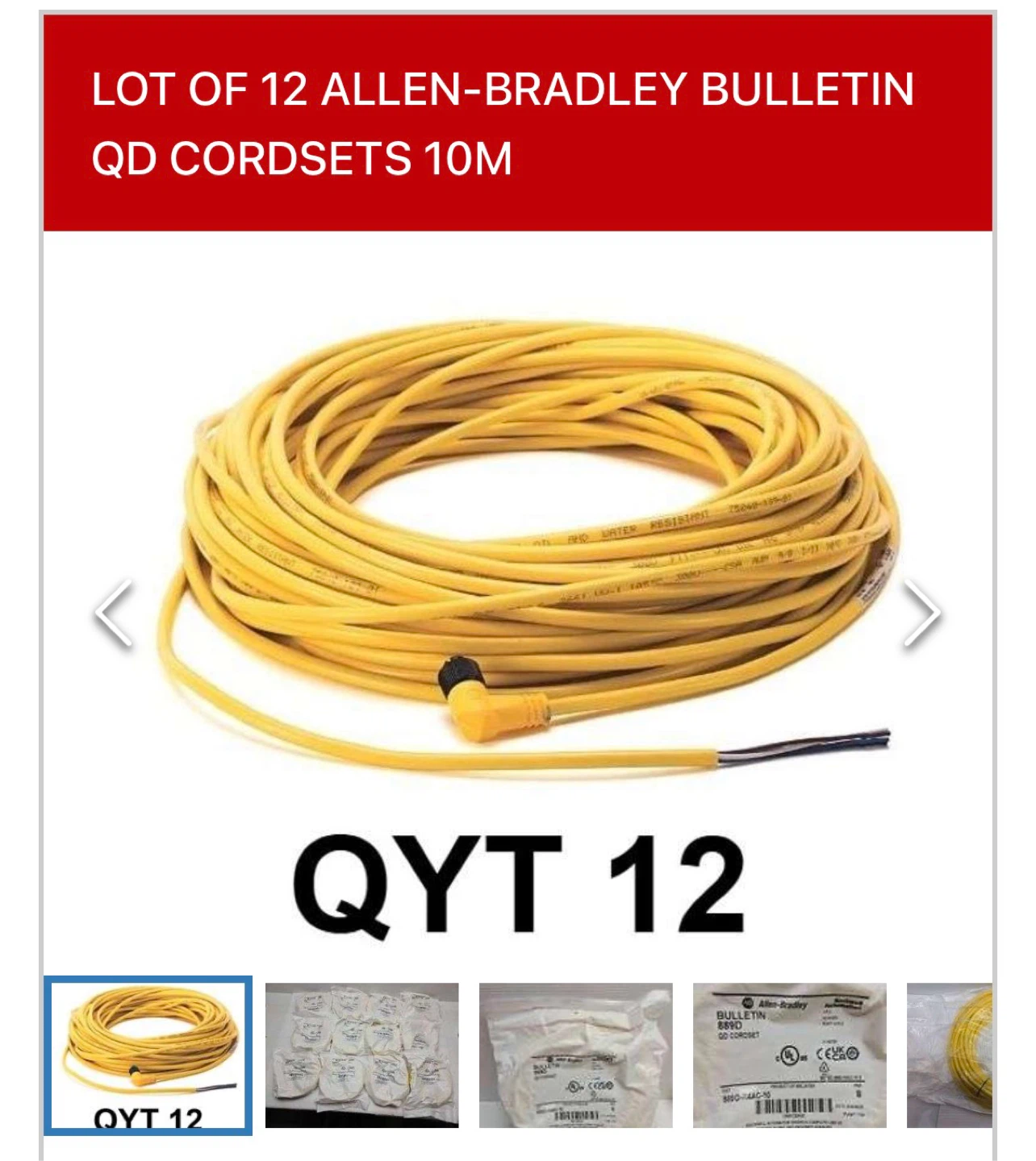 12 Allen-Bradley 889D-R4AC-10 QD Cordset 10M Right Angle 4-Pin