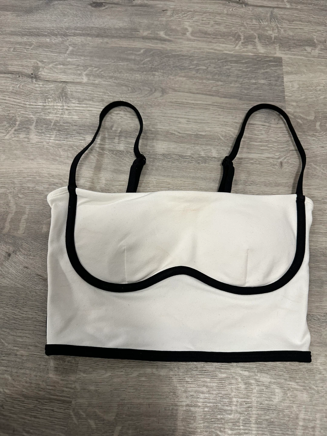 Alo White & Black Trim Crop Top
