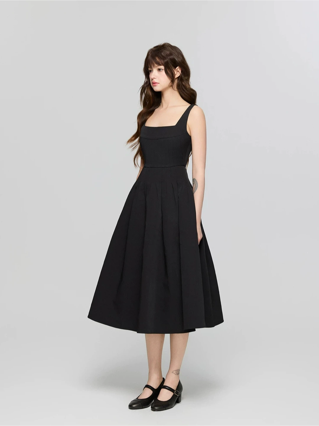 Black A-Line Midi Dress - photo 3