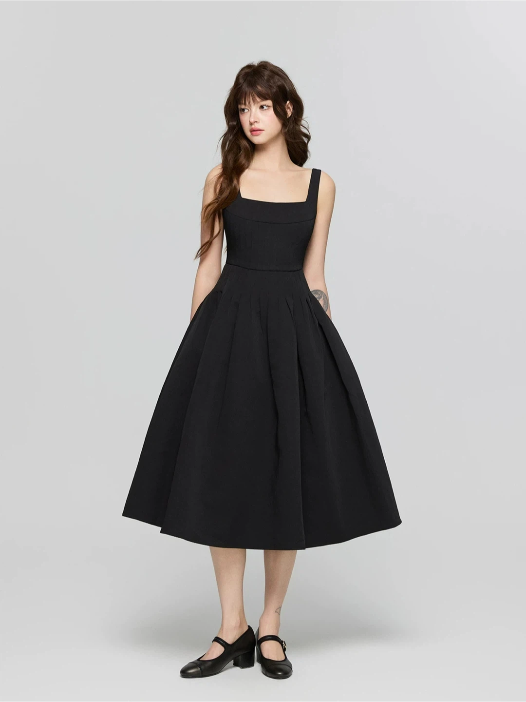 Black A-Line Midi Dress - photo 4