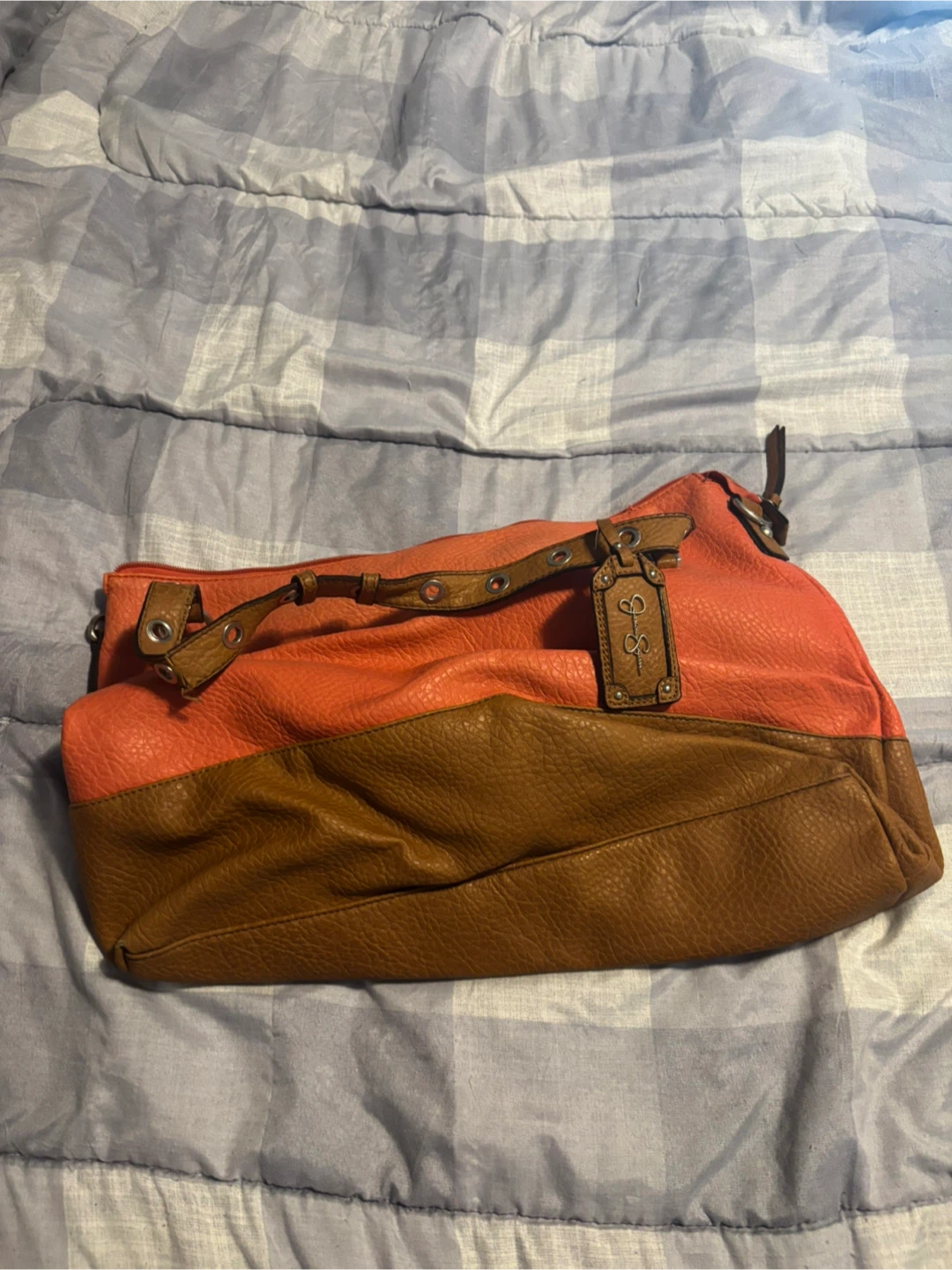 Jessica Simpson Coral & Brown Hobo Bag