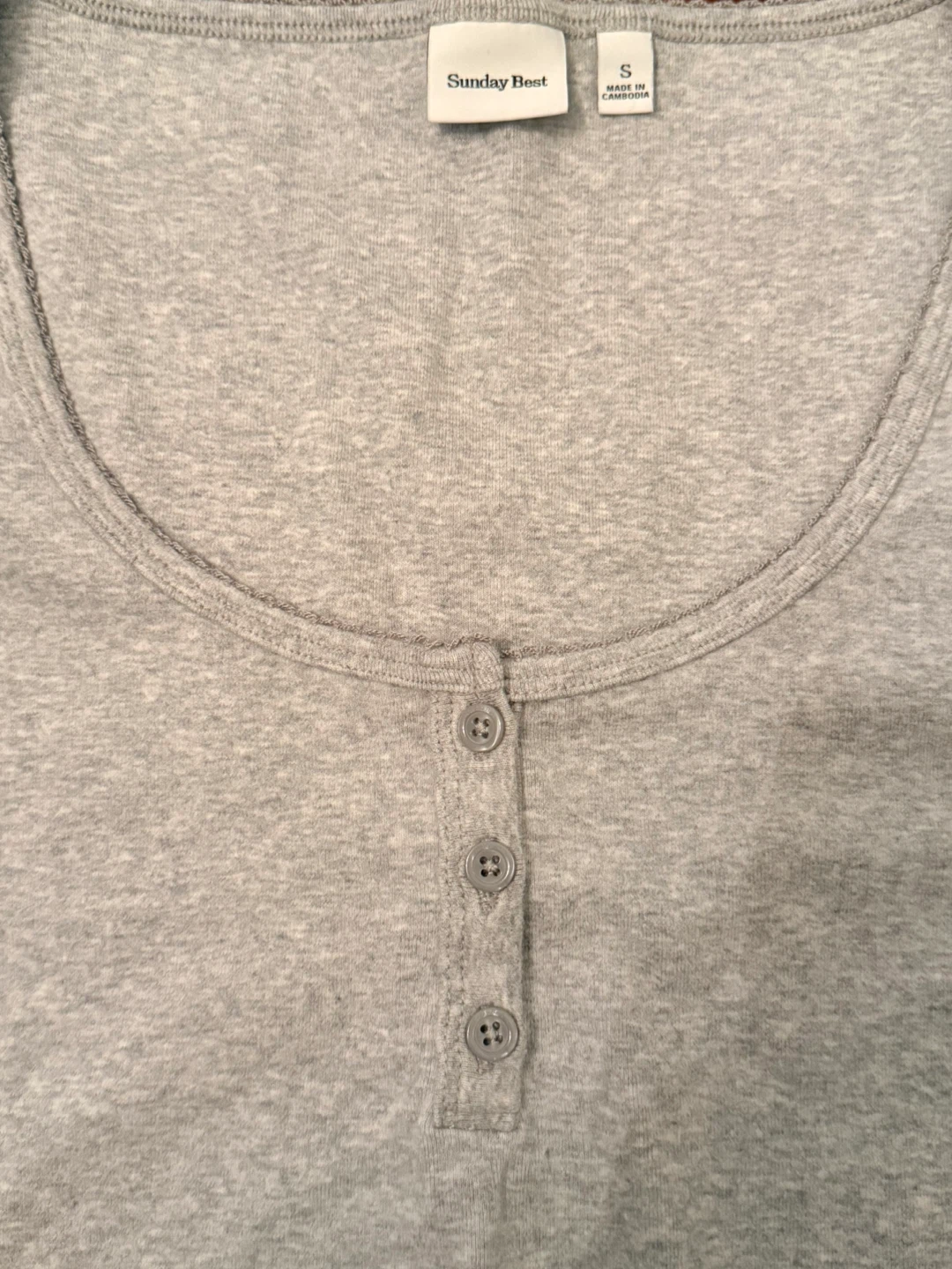 Sunday Best Grey Henley T-Shirt - Size S - photo 2