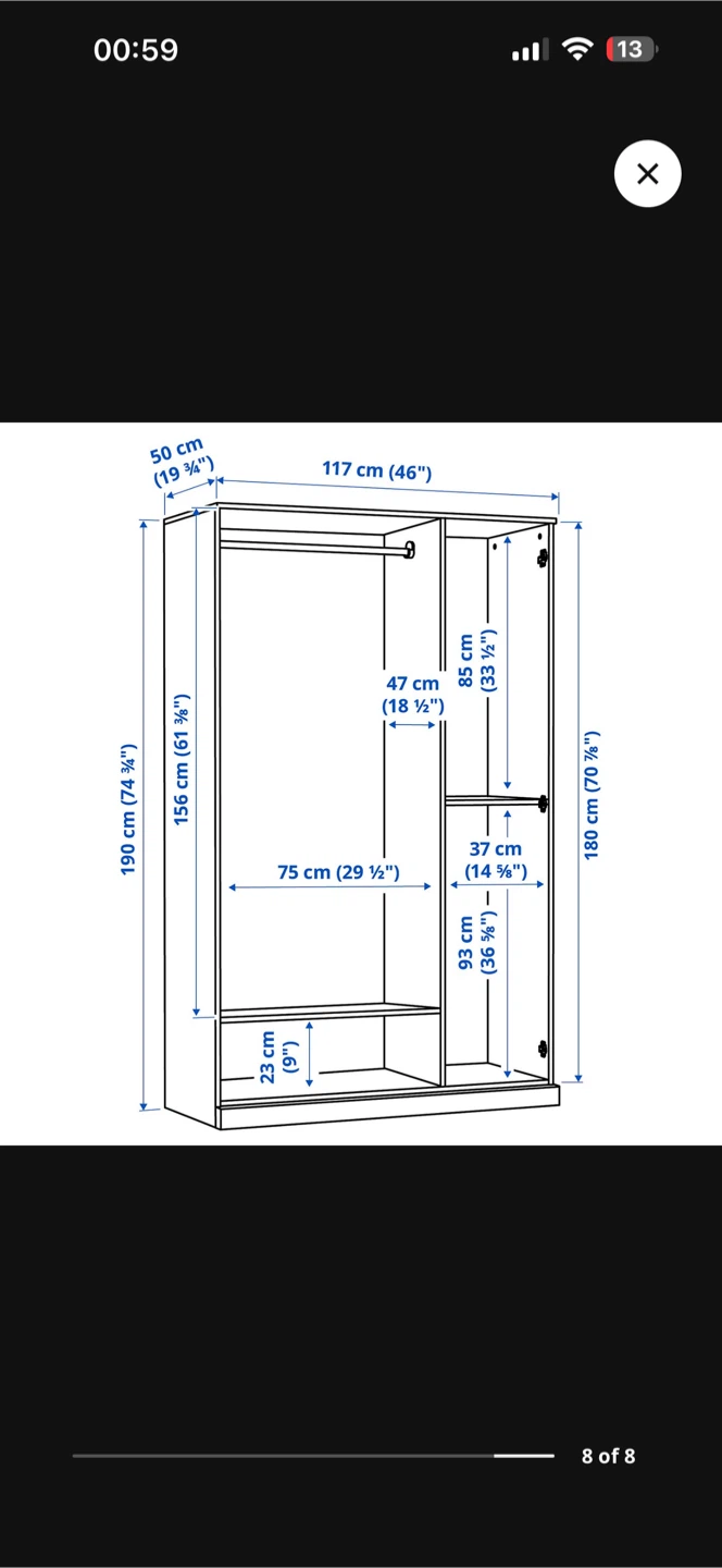 IKEA BRIMNES Wardrobe with 3 Doors, Black - photo 2