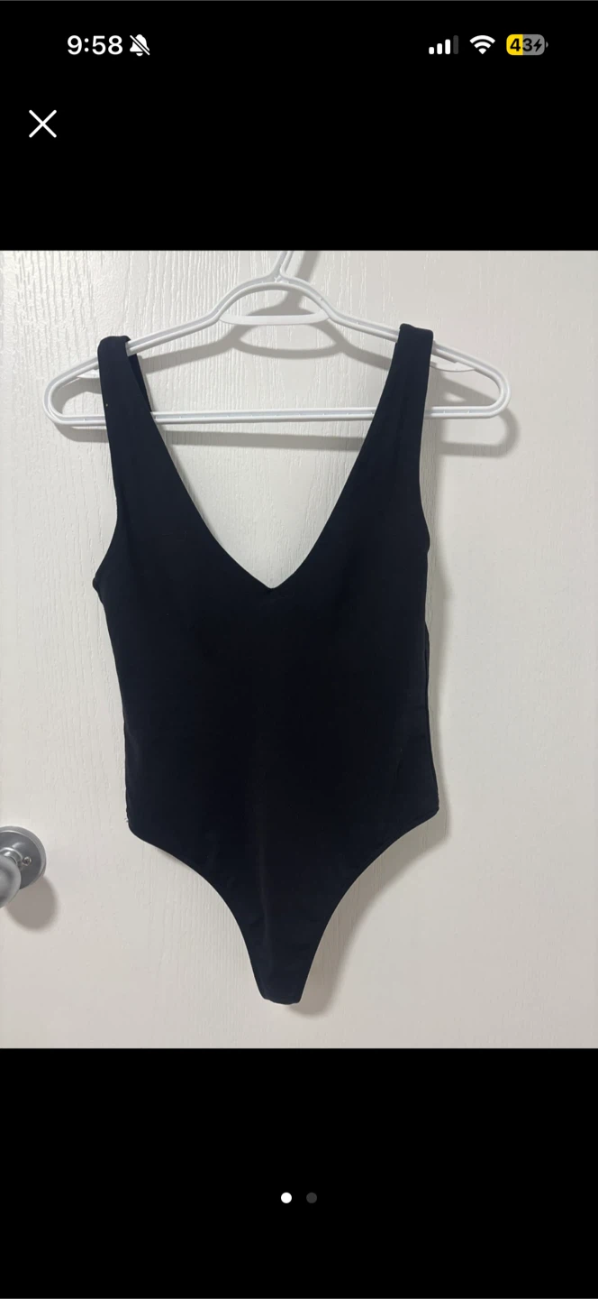 Babaton Black V-Neck Bodysuit