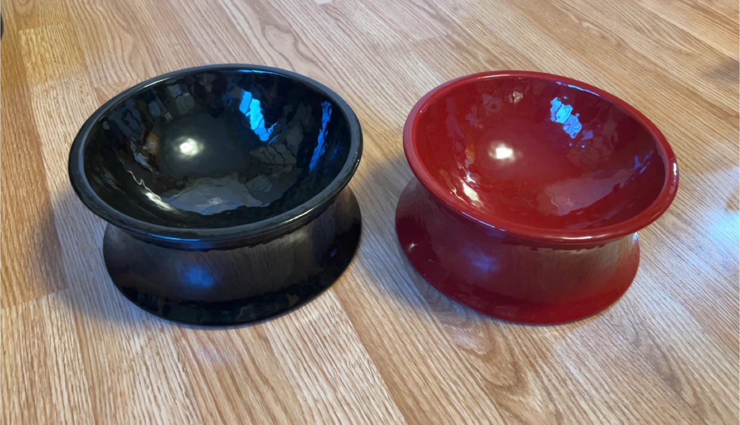 Kurve Raised Pet Bowls - Set of 2 (Red & Black)
