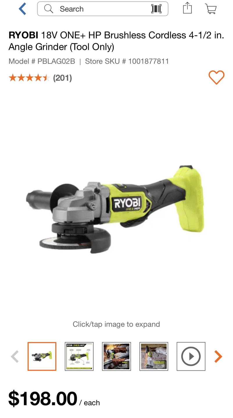 RYOBI 18V ONE+ HP Brushless Cordless 4-1/2 in. Angle Grinder