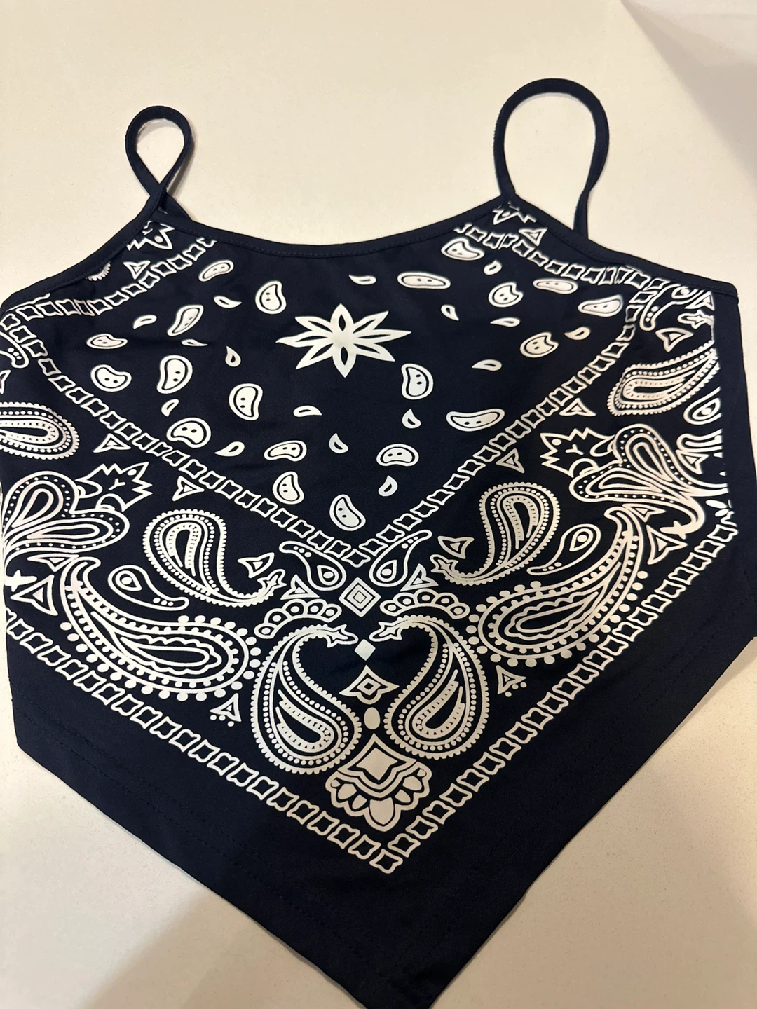 Navy Blue Bandana Crop Top