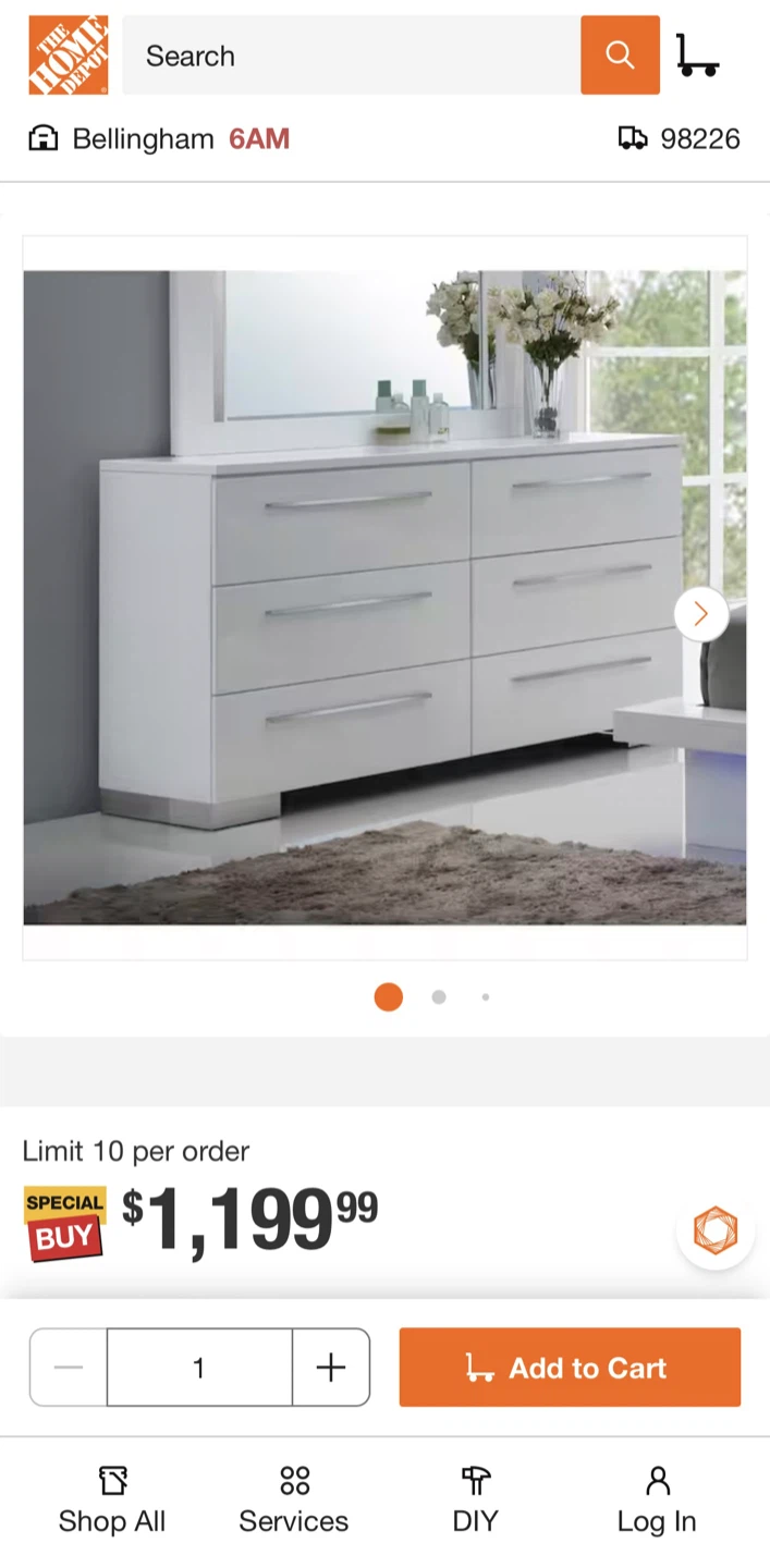 White 6-Drawer Dresser with Mirror - photo 2