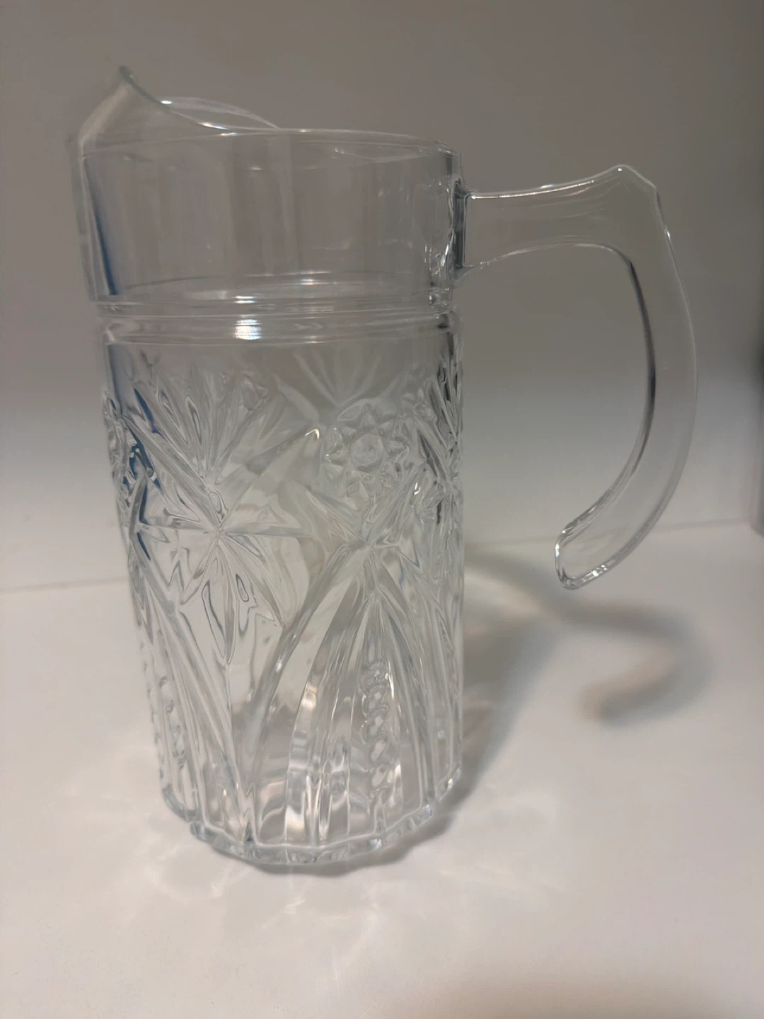 Clear Glass Pitcher with Embossed Design