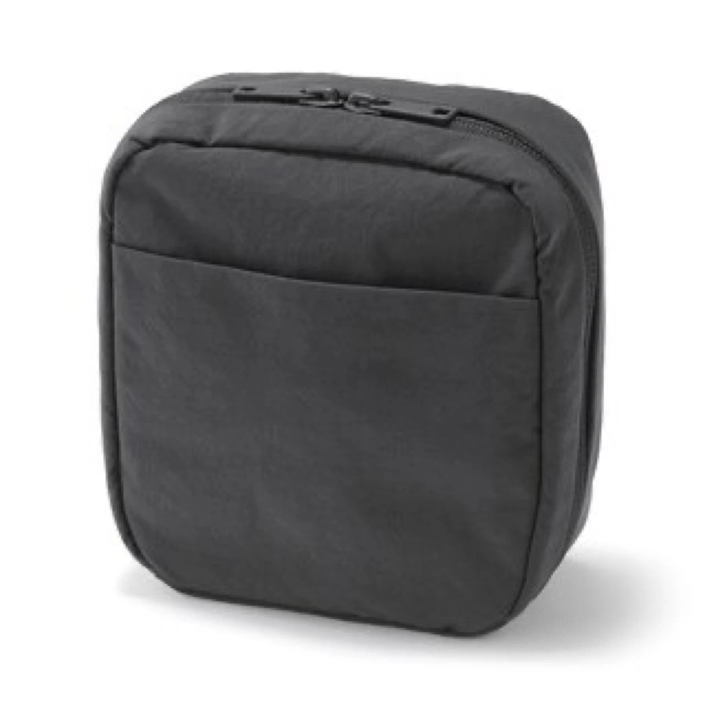 Muji Wrinkle Nylon Wide-Opening Square Pouch/Cosmetic Bag_Black_