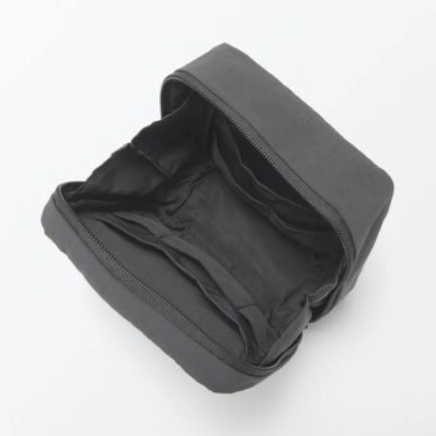 Muji Wrinkle Nylon Wide-Opening Square Pouch/Cosmetic Bag_Black_ - photo 4