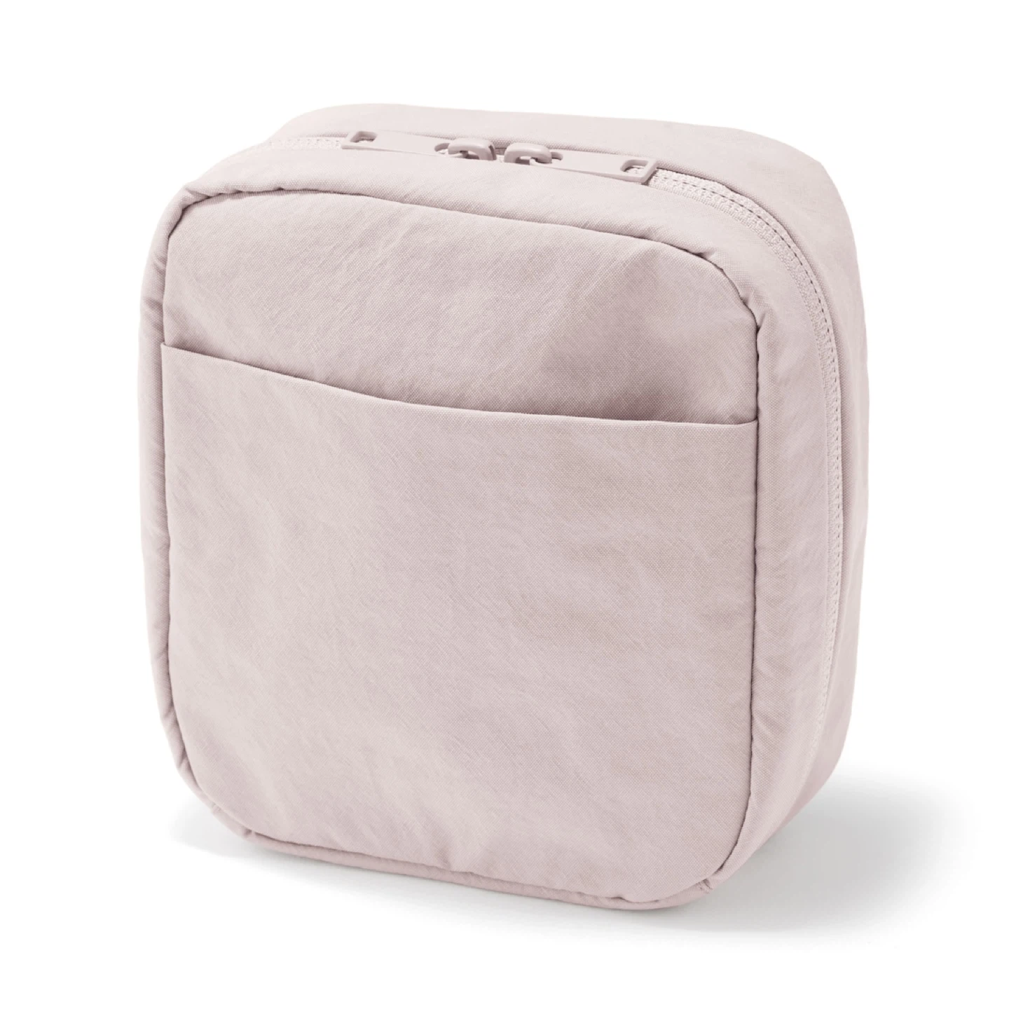 Muji Wrinkle Nylon Wide-Opening Cosmetic Bag/Pouch_Pink_NWT