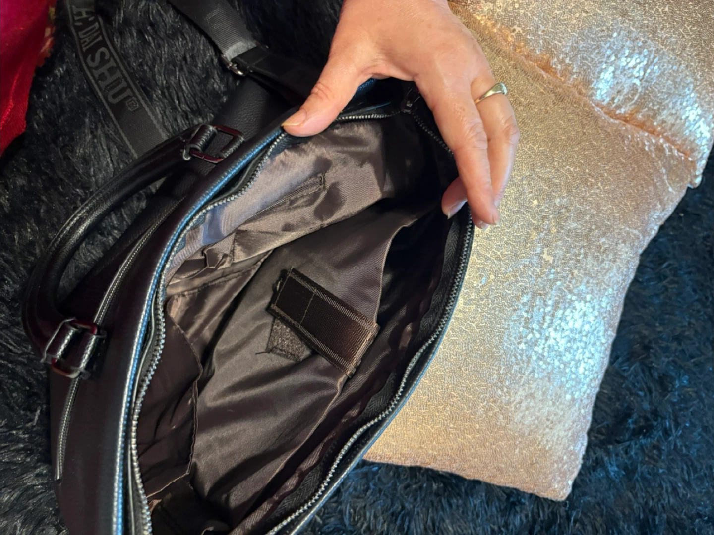 Black Faux Leather Briefcase with Neewer Bag - photo 3