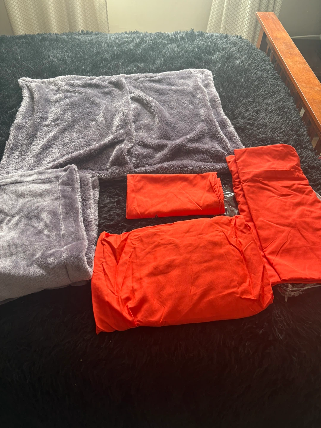 Orange and Grey Fleece Blankets