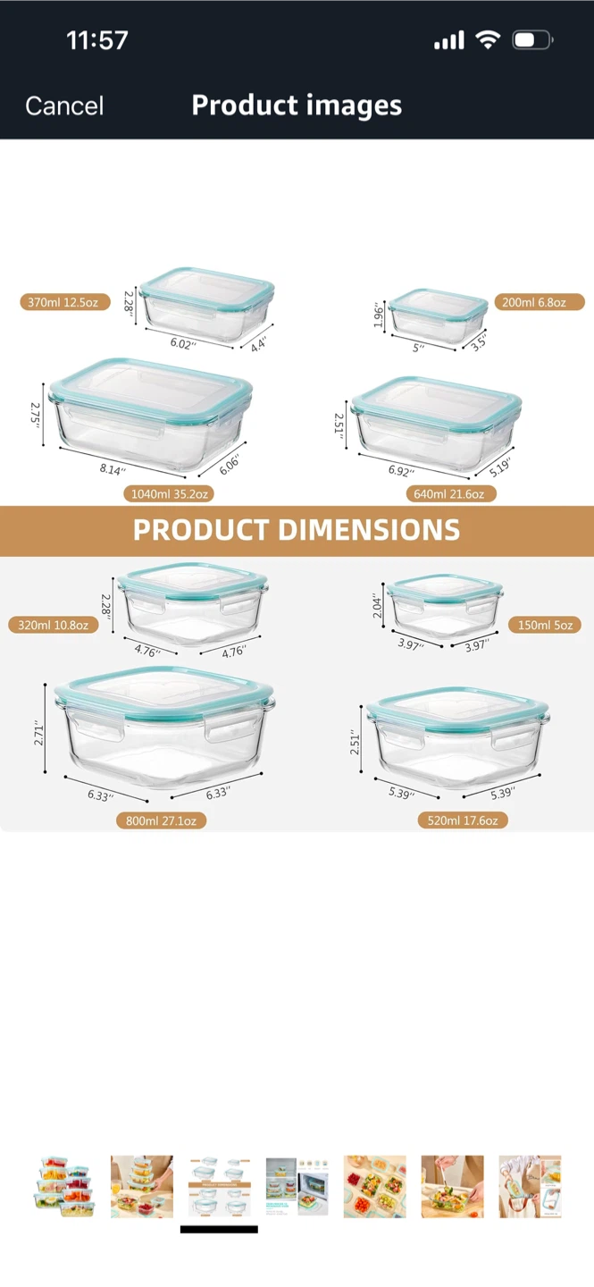New-Glass Food Storage Containers with Lids (Set of 6)