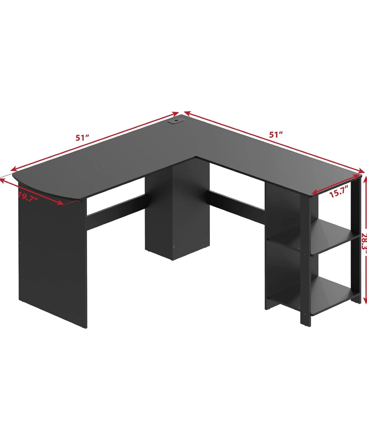 SHW Cyrus L-Shaped Corner Desk with Shelves, Espresso - photo 2