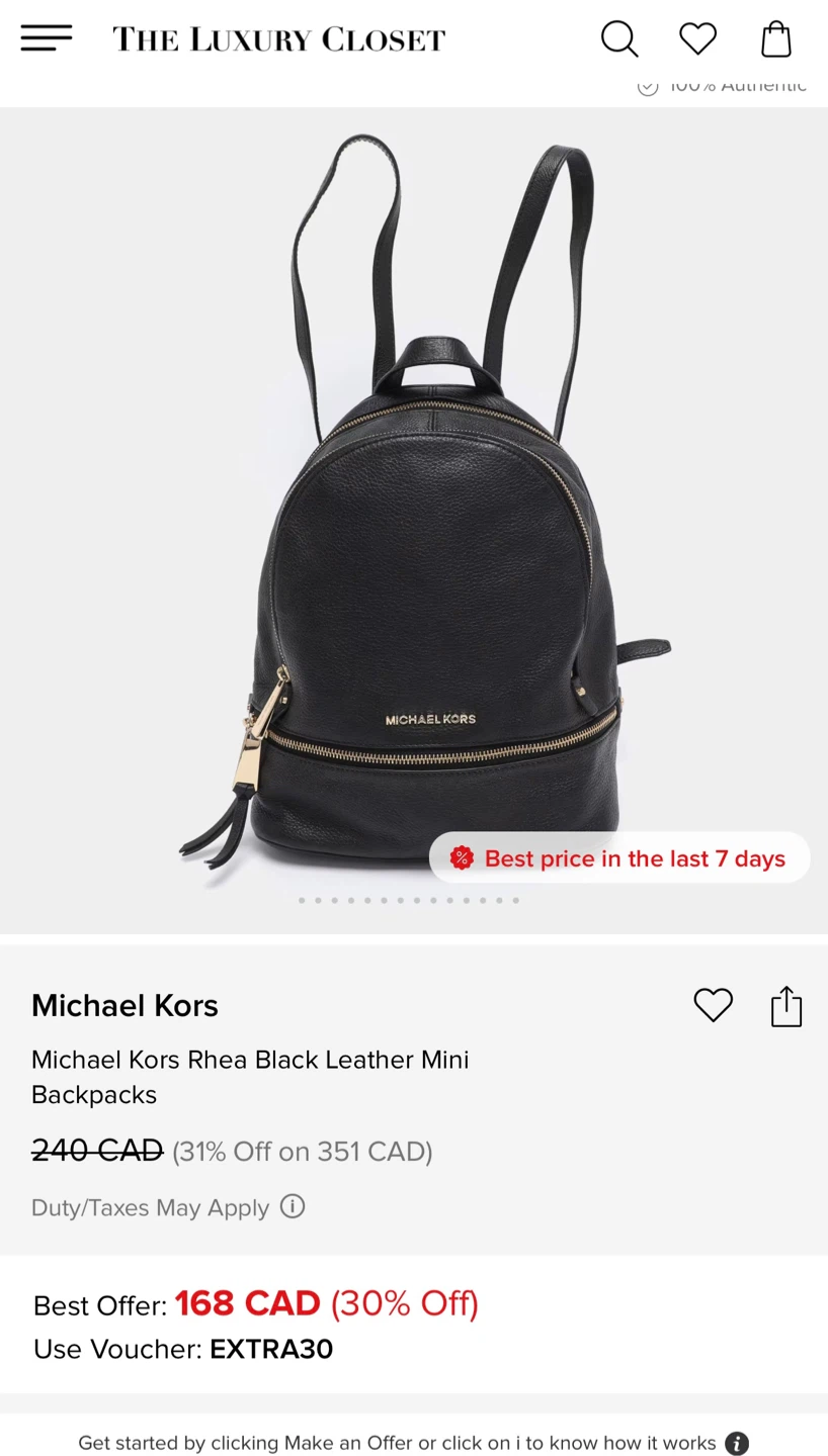 Michael Kors Black Leather Backpack