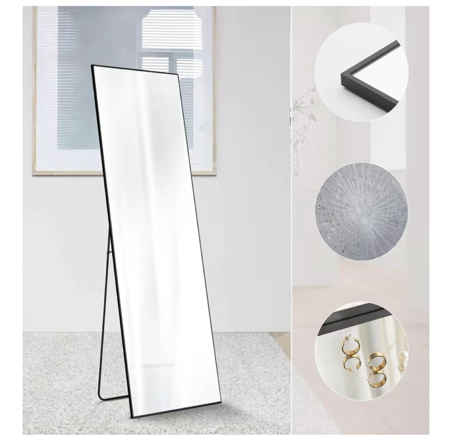 Full Length Standing Mirror with Black Frame - photo 3