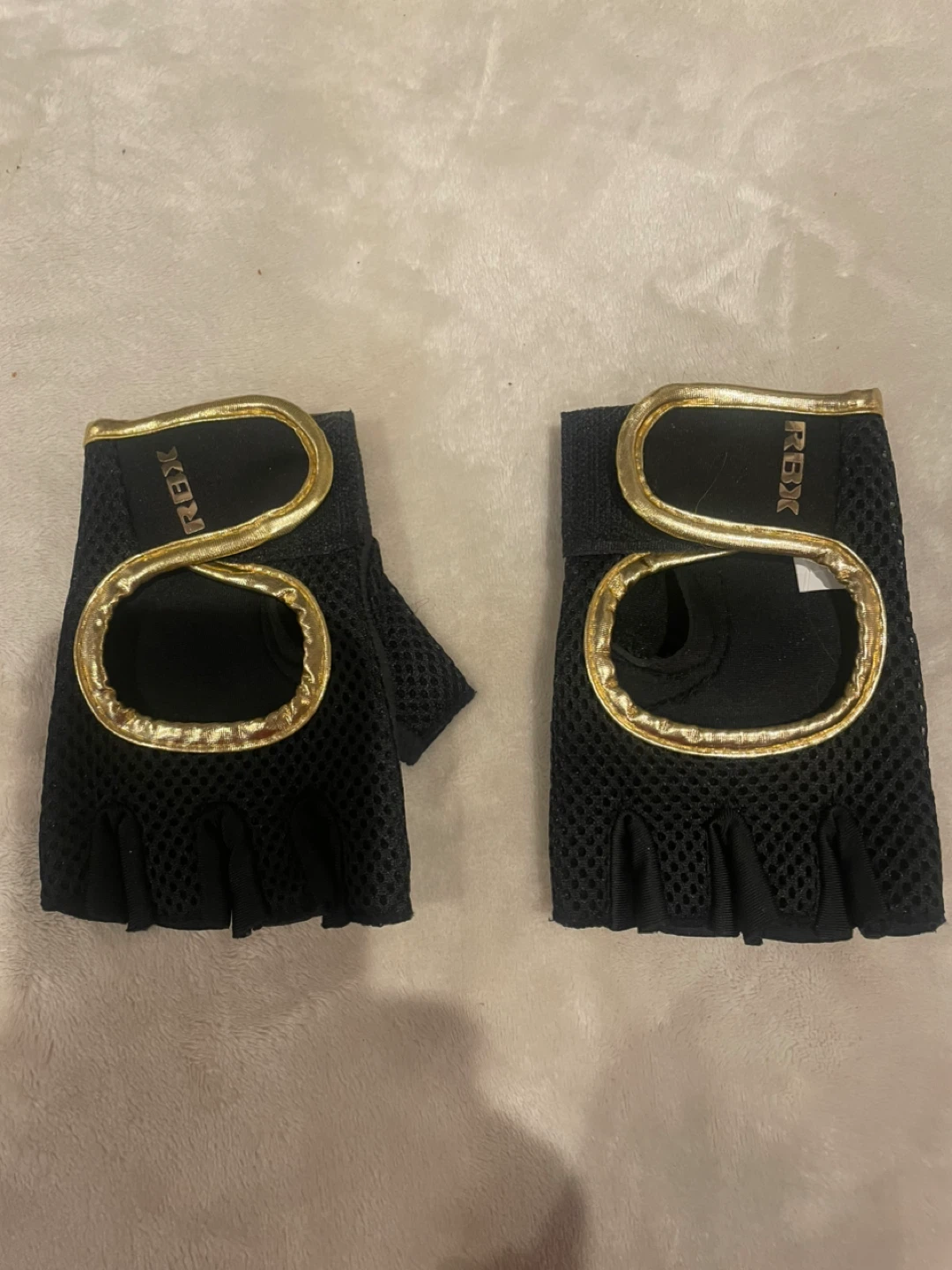 RBX - Reebok Black Fingerless Gloves with Gold Trim