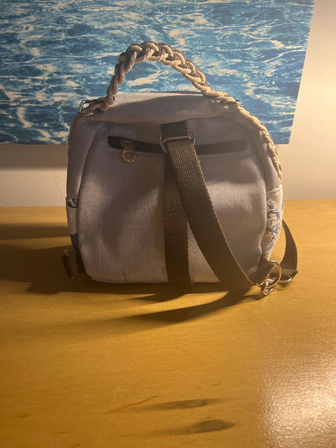 Handmade Blue Elephant Print Canvas Mini Backpack - photo 3