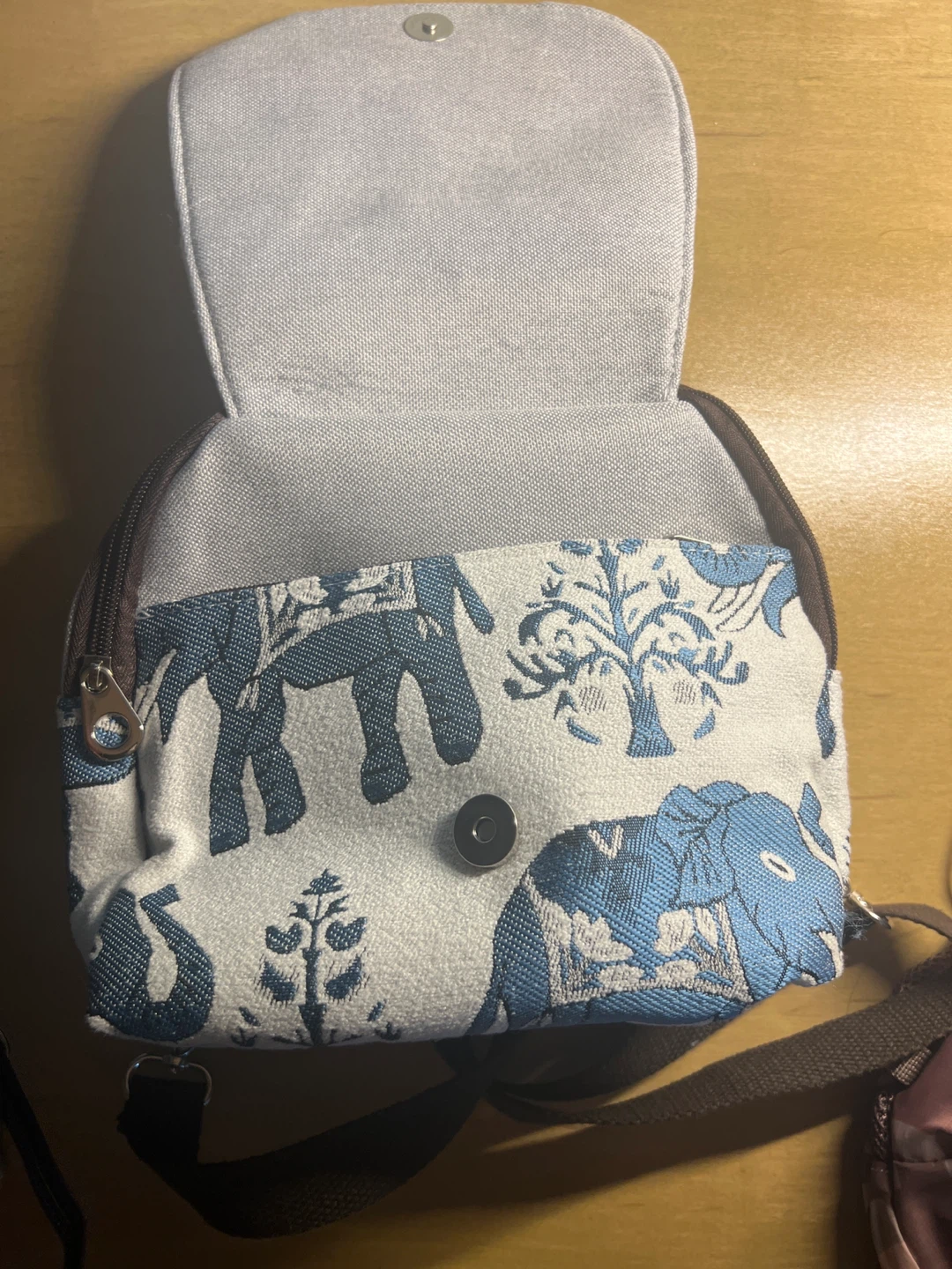Handmade Blue Elephant Print Canvas Mini Backpack - photo 5