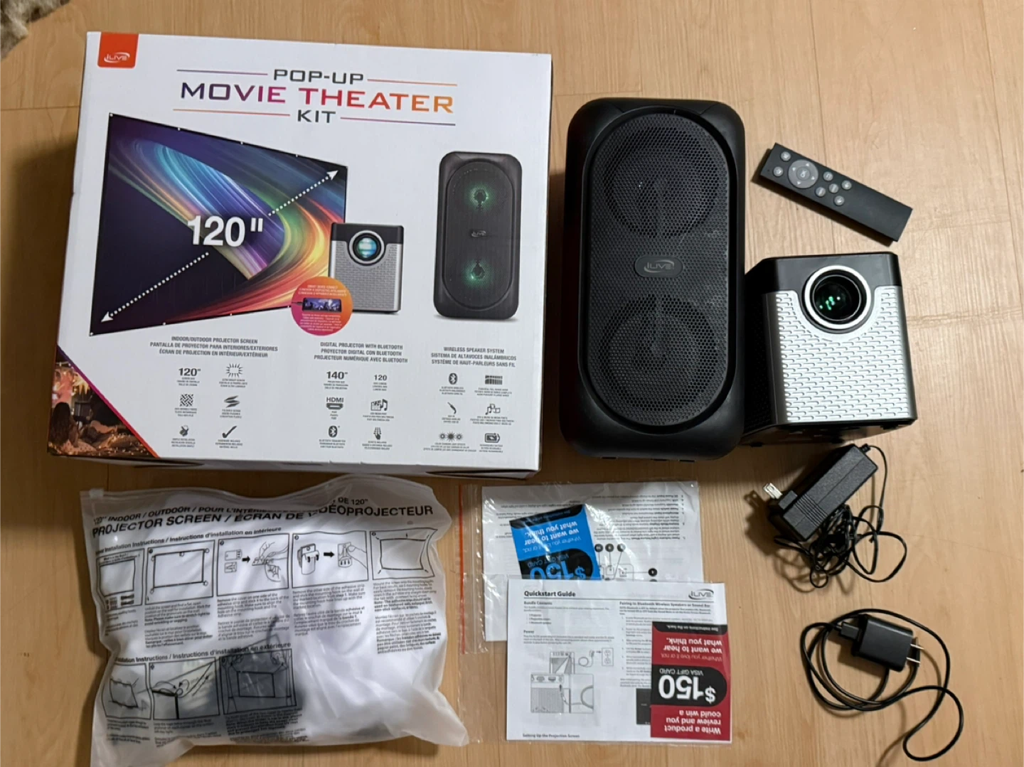 iLive Pop-Up Movie Theater Kit with 120" Screen